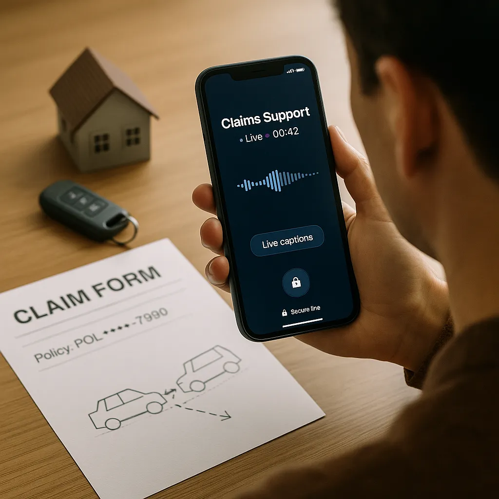 Insurance customer service call in progress
