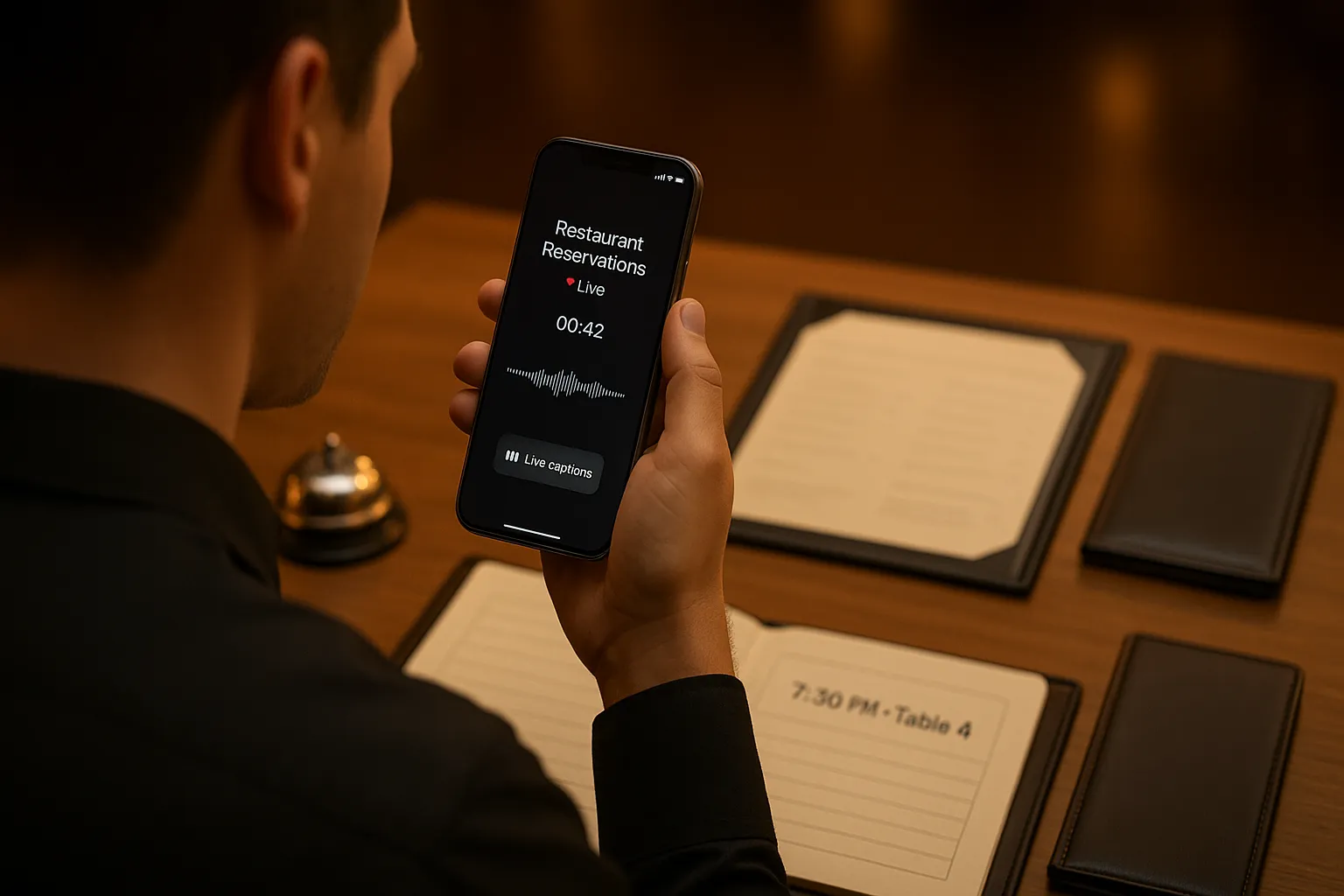 Restaurant customer service call in progress