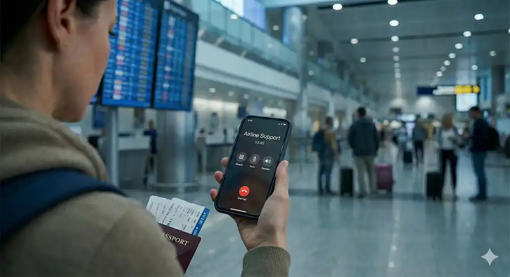 Travel customer service call in progress